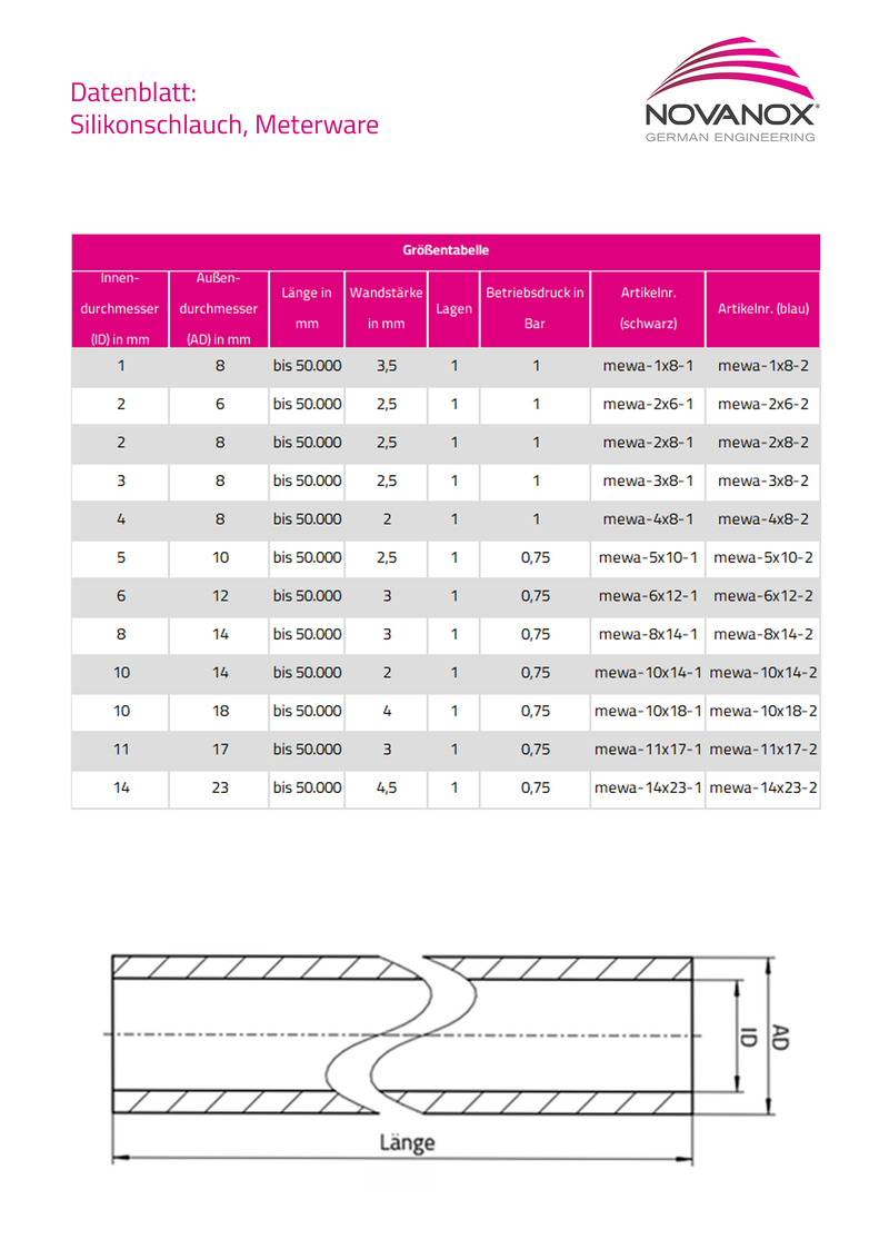 Laden Sie das Bild in Galerie -Viewer, Unterdruckschlauch technische Zeichnung und Datenblatt