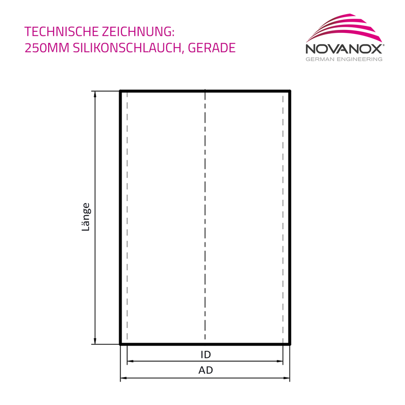 Laden Sie das Bild in Galerie -Viewer, Technische Zeichnung 250 mm Silikonschlauch