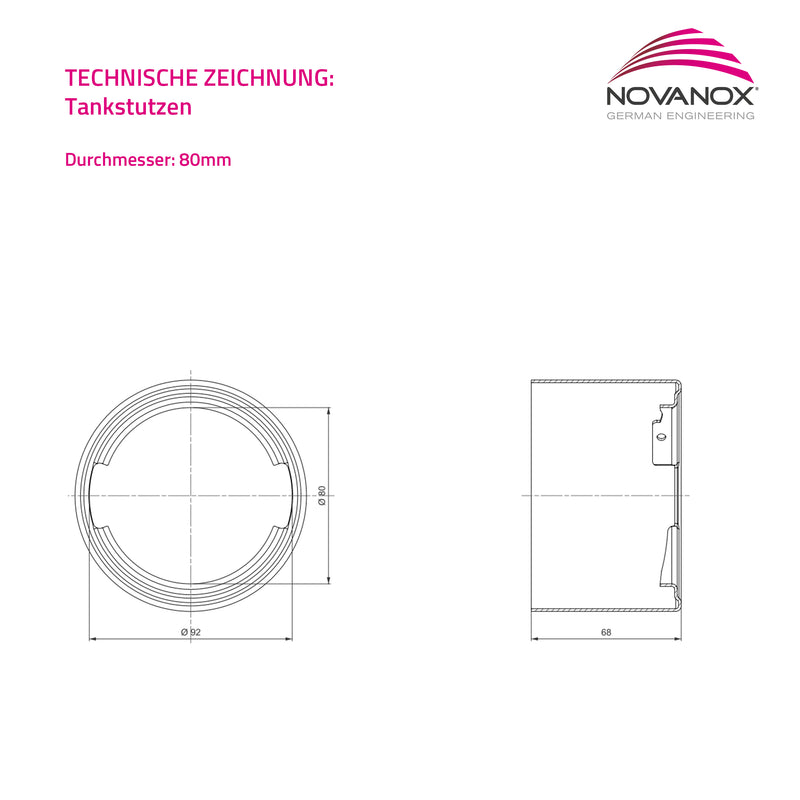 Laden Sie das Bild in Galerie -Viewer, technische Zeichnung Einfüllstutzen Alu 80mm