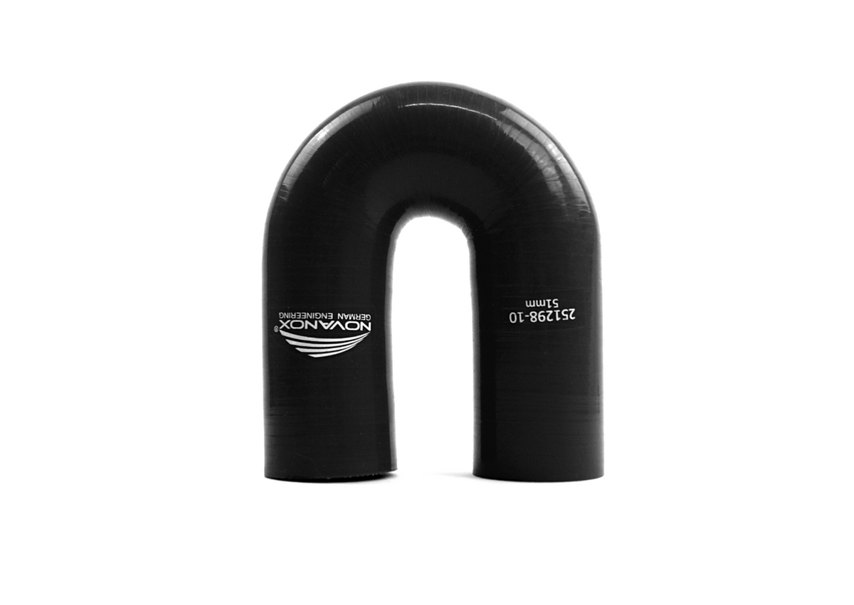 180° Silikonbogen ID 60 mit 90 mm Schenkellänge schwarz