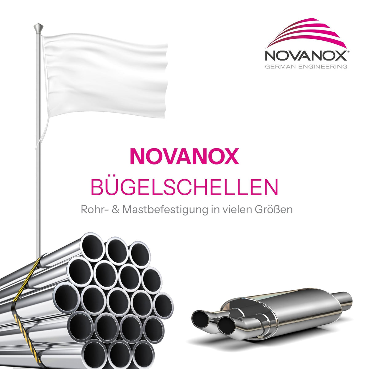 NovaNox® U-bolt clamp M8 steel galvanized pipe clamp exhaust clamp U-bolt U Bolt Clamp