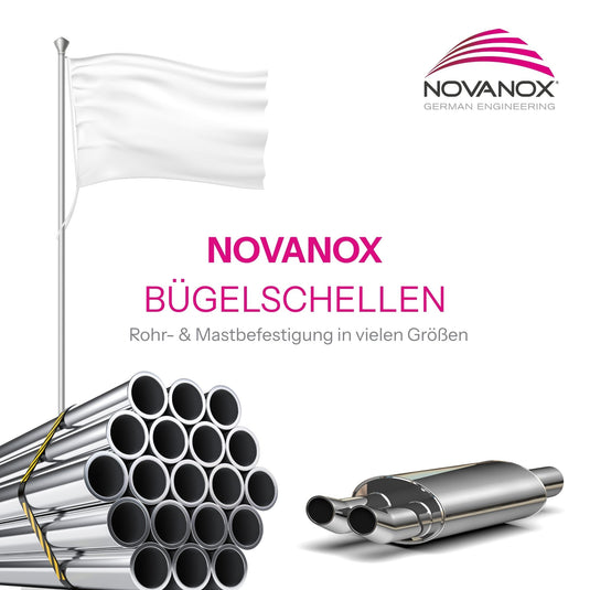 NovaNox® Bügelschelle M8 Stahl verzinkt Rohrschelle Auspuffschelle Ü-Bügel U Bolt Camp