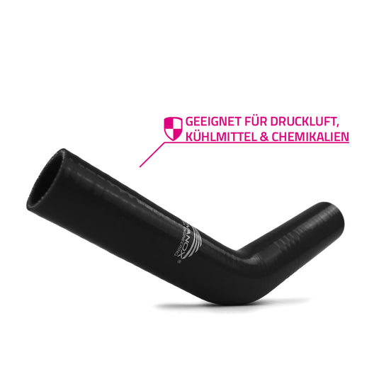 45° Silikonbogen ID 22 mit 80 mm Schenkellänge schwarz