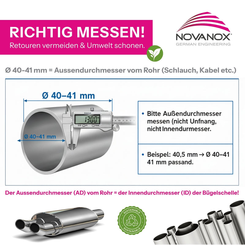 Laden Sie das Bild in Galerie -Viewer, NovaNox® Bügelschelle M8 Stahl verzinkt Rohrschelle Auspuffschelle Ü-Bügel U Bolt Camp
