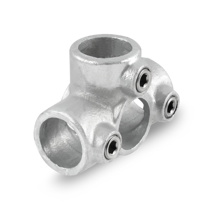 Kreuzrohrverbinder mit 1 Mitteldurchgang / 3 Abgängen 48,3