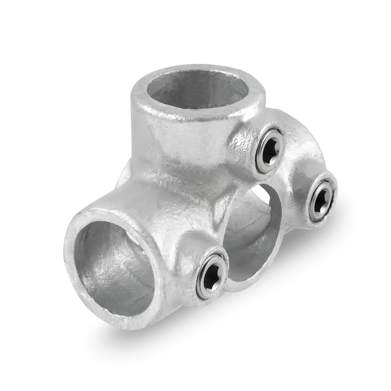 Laden Sie das Bild in Galerie -Viewer, Kreuzrohrverbinder mit 1 Mitteldurchgang / 3 Abgängen 48,3
