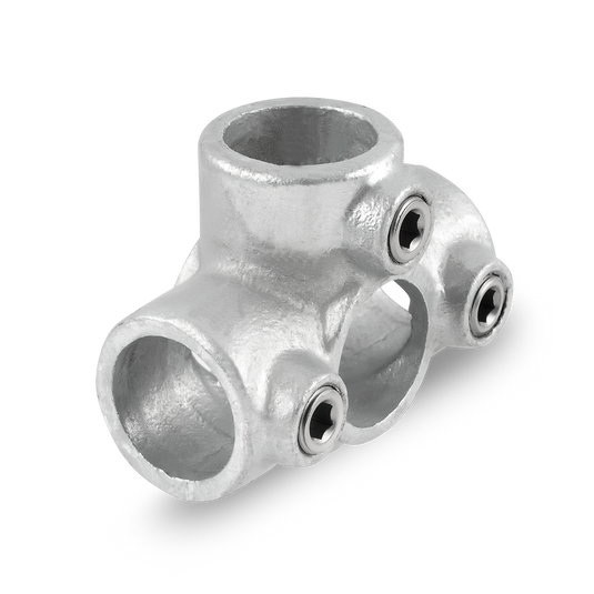Kreuzrohrverbinder mit 1 Mitteldurchgang / 3 Abgängen 42,4