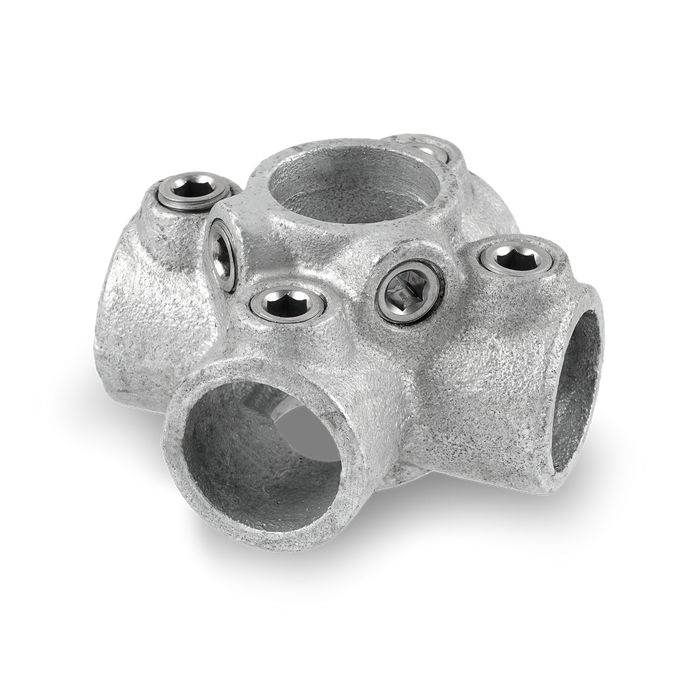 Kreuzverbinder mit 1 Durchgang / 4 Abgängen 26,9 - 48,3