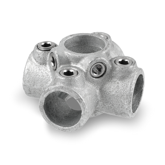 Kreuzverbinder mit 1 Durchgang / 4 Abgängen 26,9 - 48,3