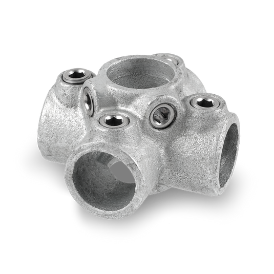 Kreuzverbinder mit 1 Durchgang / 4 Abgängen 33,7