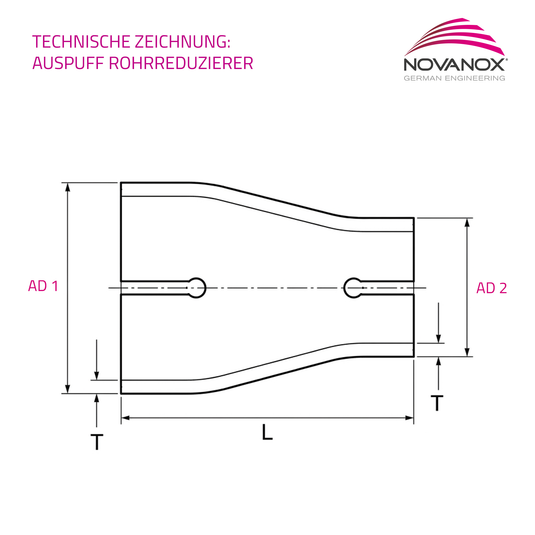 Auspuff Reduzierstück technische Zeichnung