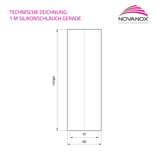 Technische Zeichnung 1 Meter Silikonschlauch