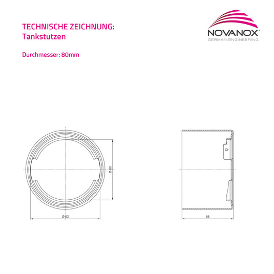 technische Zeichnung Einfüllstutzen Edelstahl 80 mm